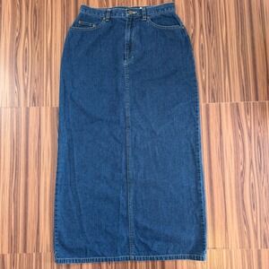 Denim Maxi Skirt High Waist Sz 8P 90s Minimalism Boho Western Eclectic Grandpa
